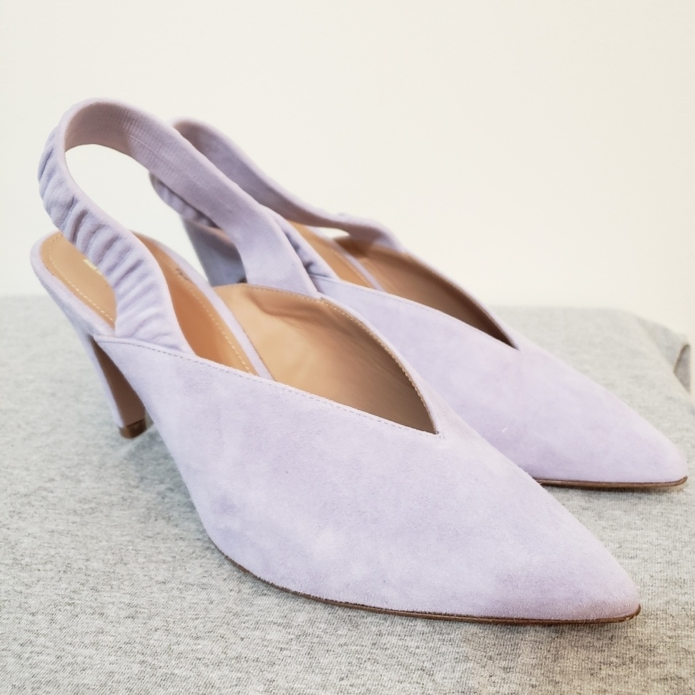 🎀 Lewit Suede Slingback Pointy Toe Heels